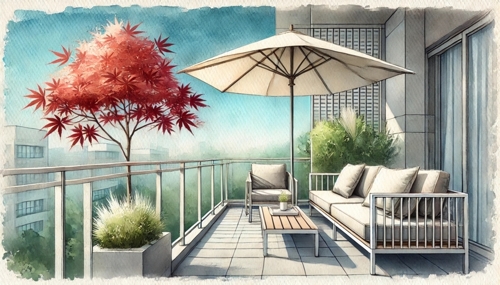 Zeichnung vom Balkon