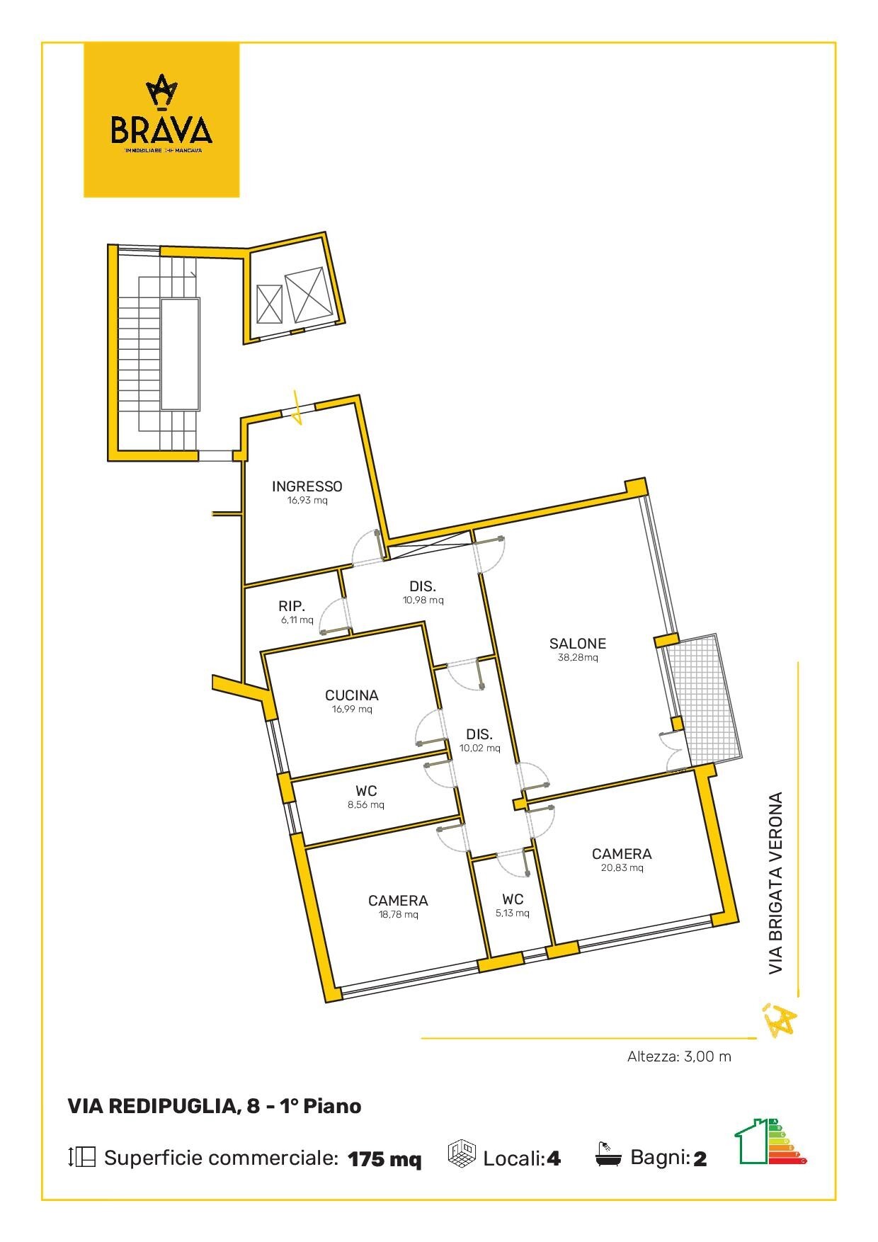 145_BRAVA_Plan_VIA REDIPUGLIA n. 8 Piano 1 B