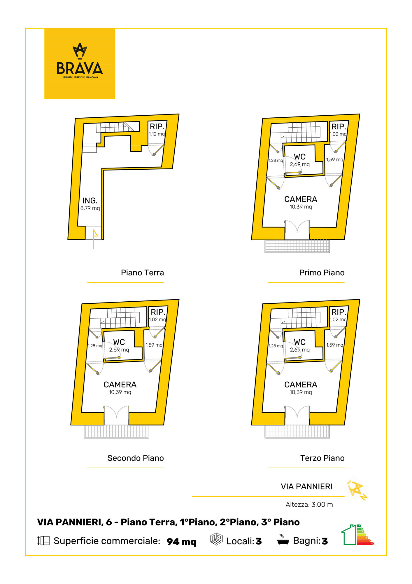 121_BRAVA_VIA PANNIERI n. 6 Piano 1-2 -3