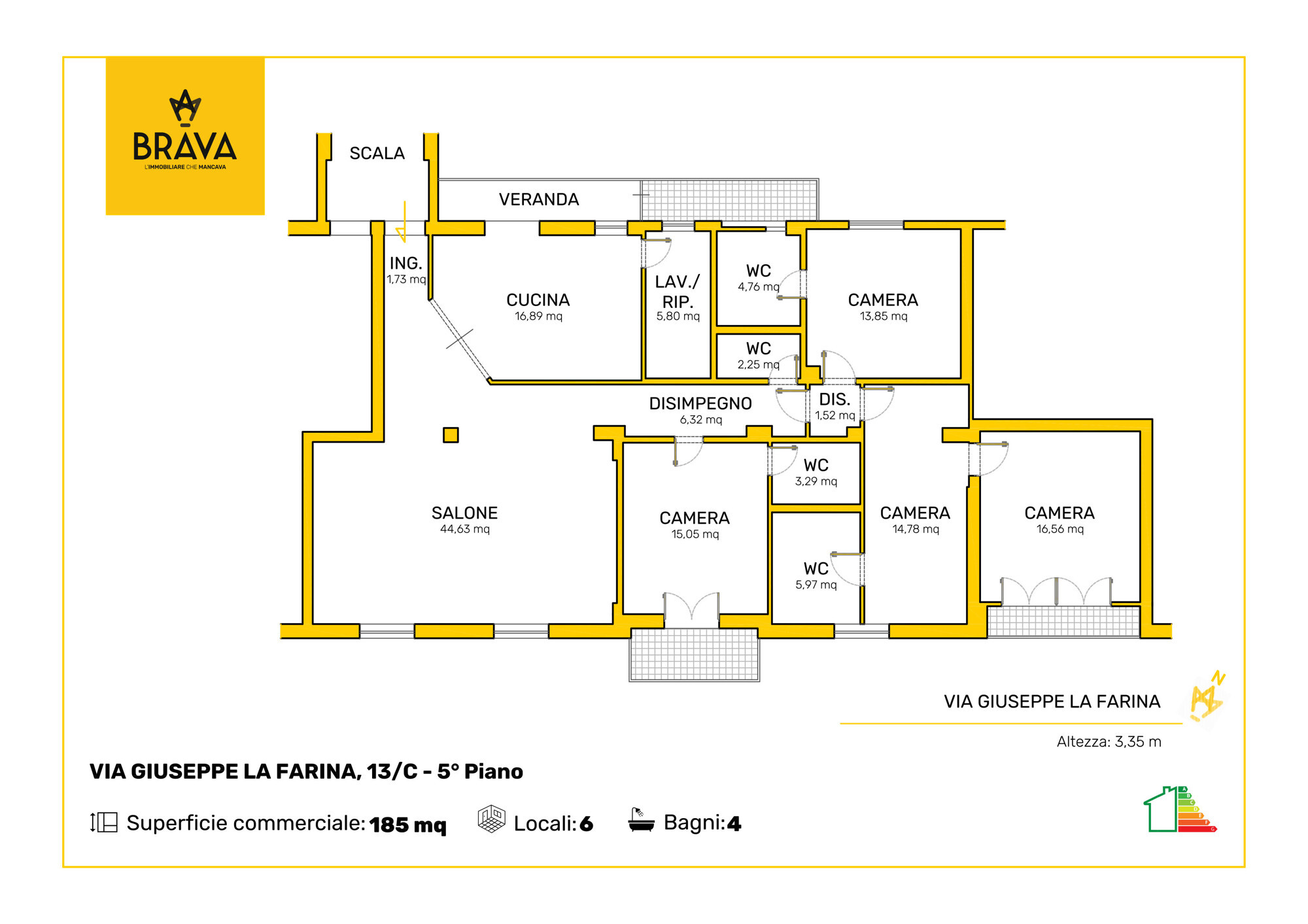 88_BRAVA_VIA GIUSEPPE LA FARINA n. 13C Scala B Interno SX Piano 5 (1)