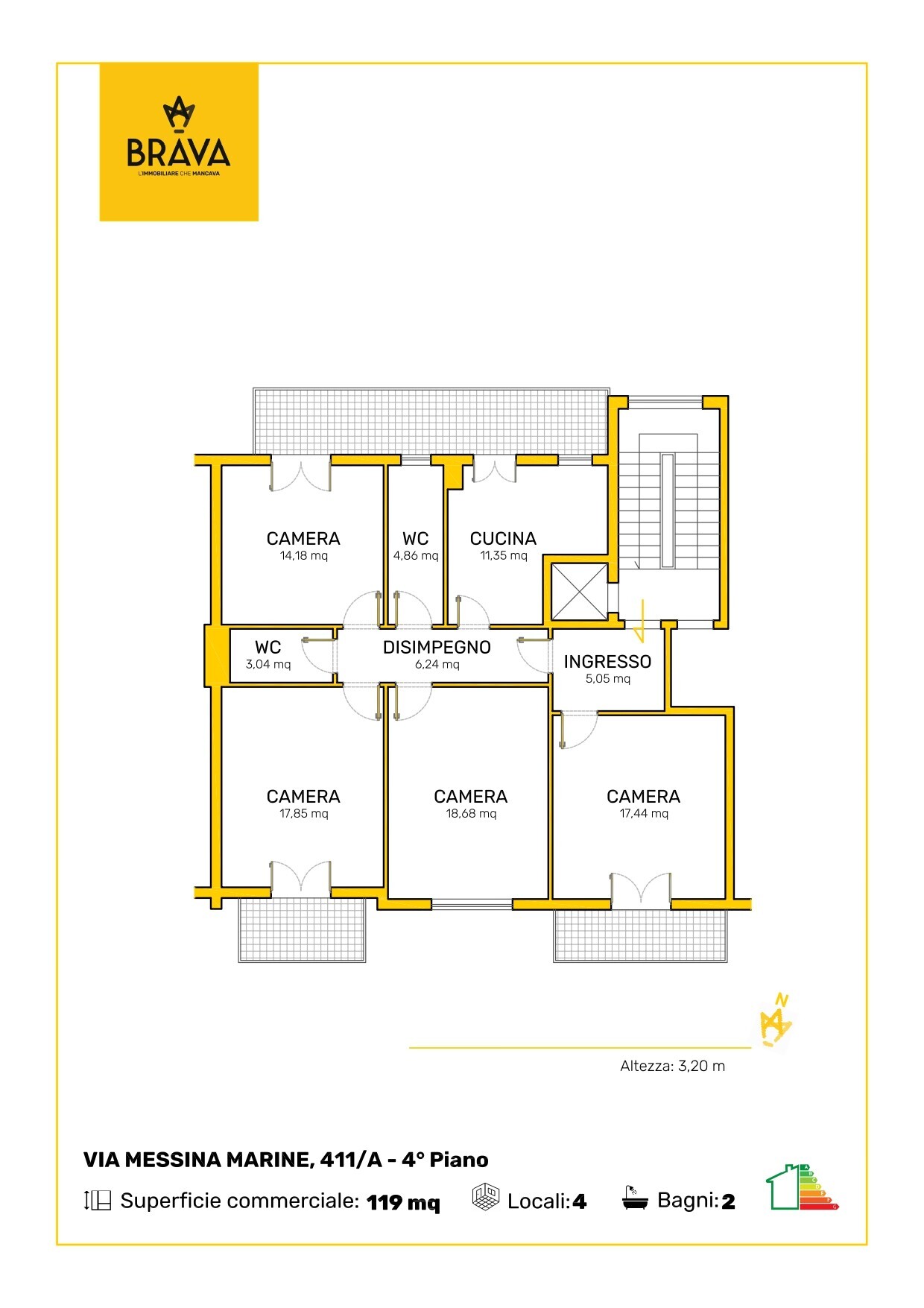 PLANIMETRIA COLORATA MESSINA MARINE n.411A Scala D Interno D Piano 4_page-0001