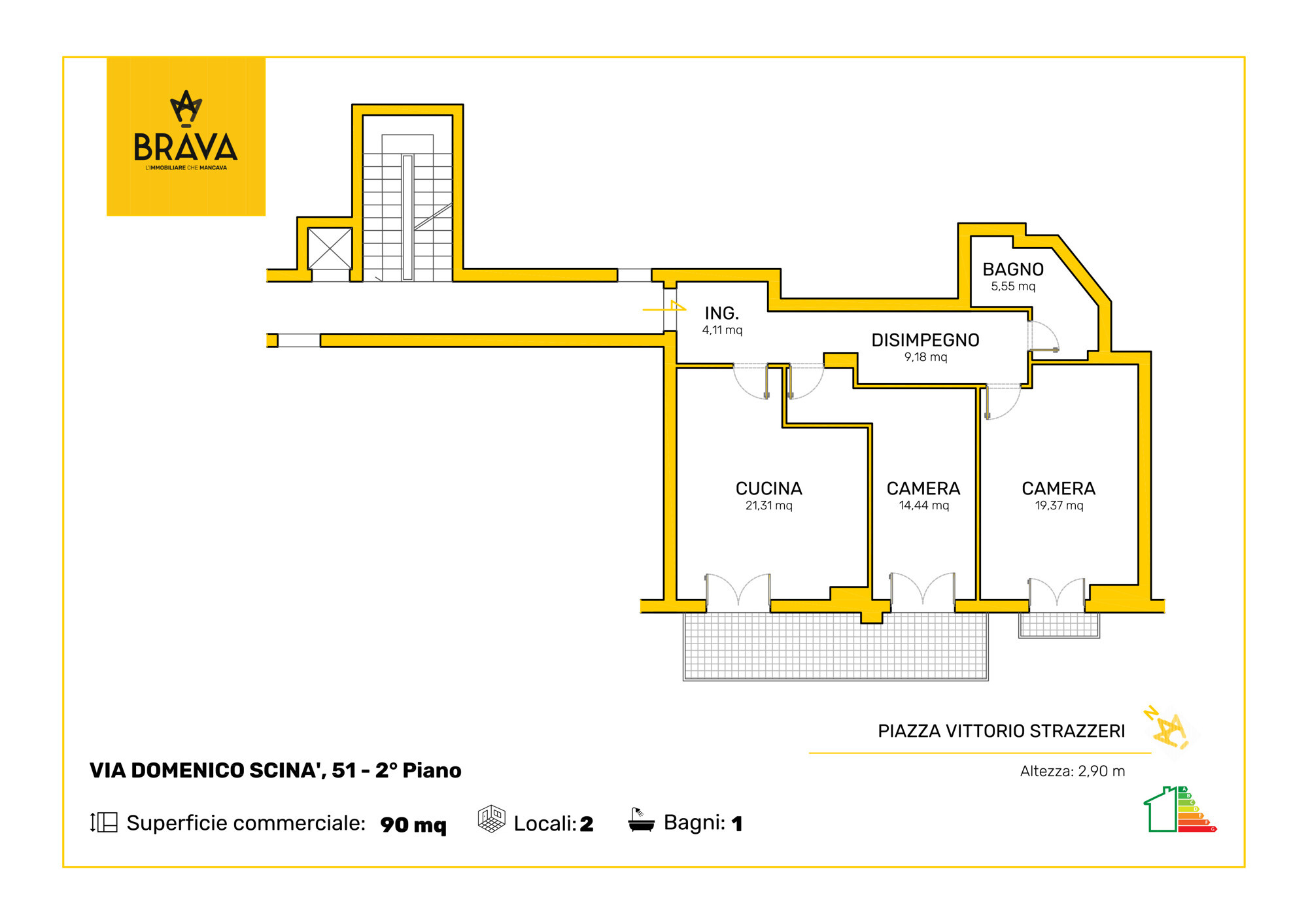 PLAN VIA DOMENICO SCINA` n. 51 Scala B Interno 11 Piano 2