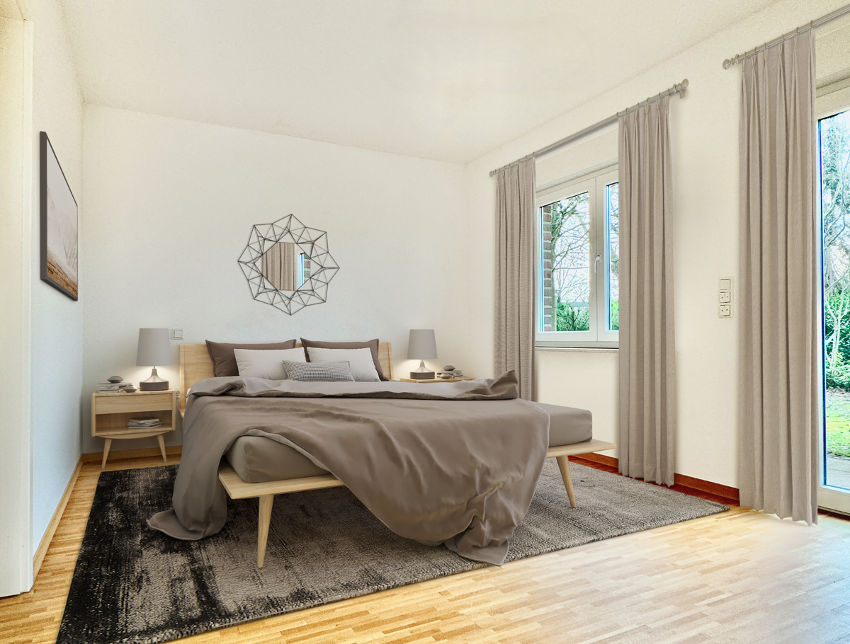 Schlafzimmer mit Zugang Bad u. Terrasse