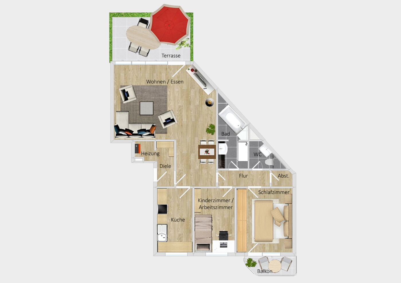 Grundriss Option 3-Zimmer