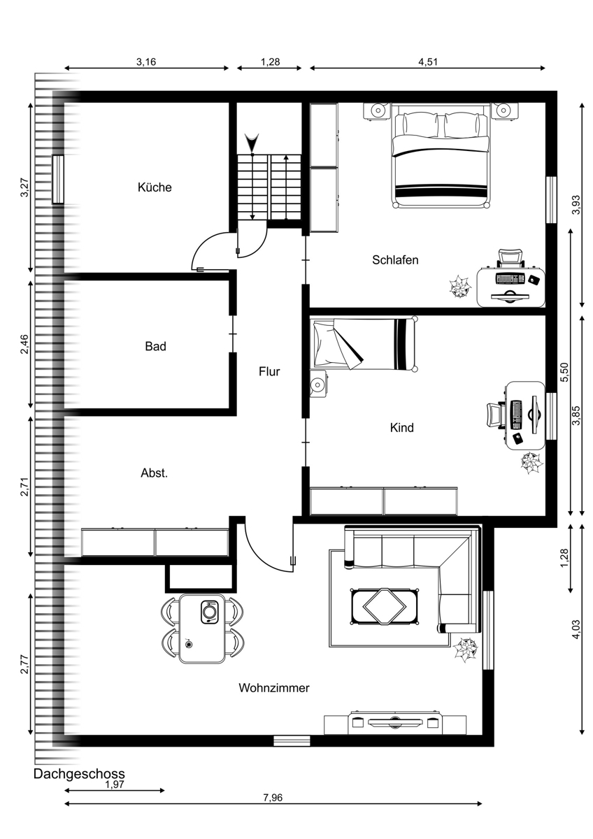 Dachgeschossgrundriss