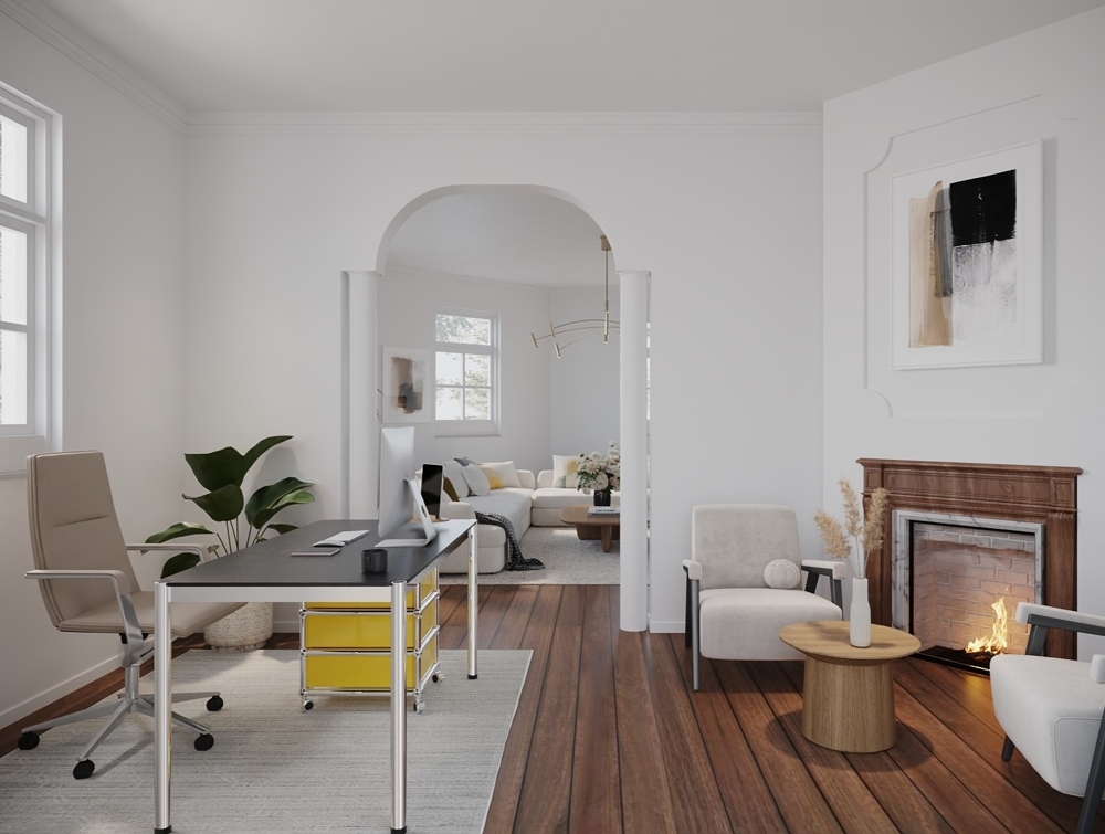 Visualisierung Kamin-/Arbeitszimmer