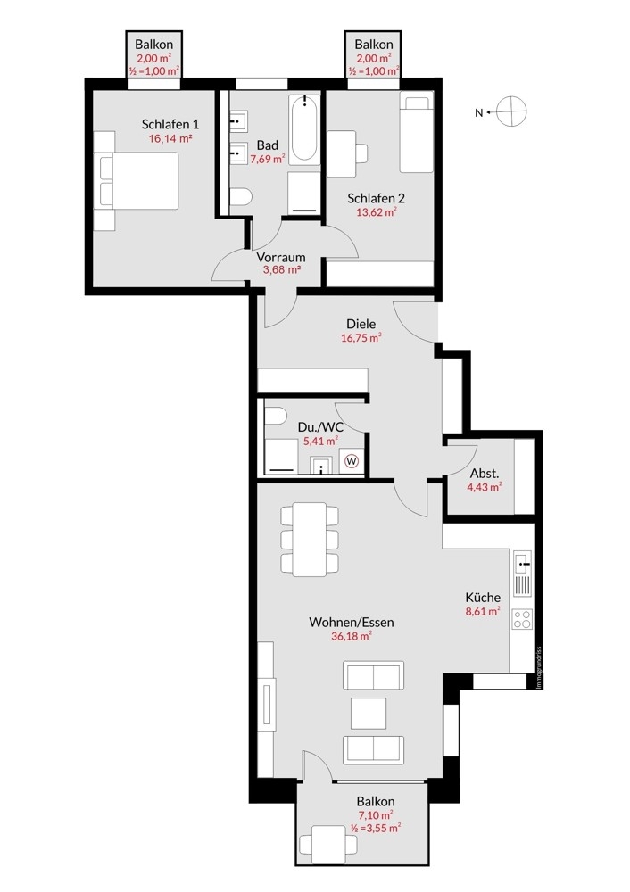 Grundriss Umbauvorschlag l Offene Küche