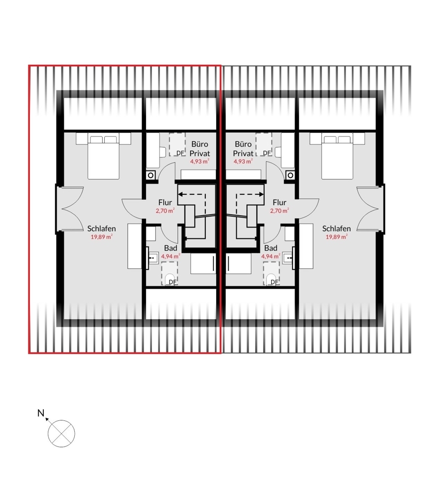 Grundriss DG l markiert