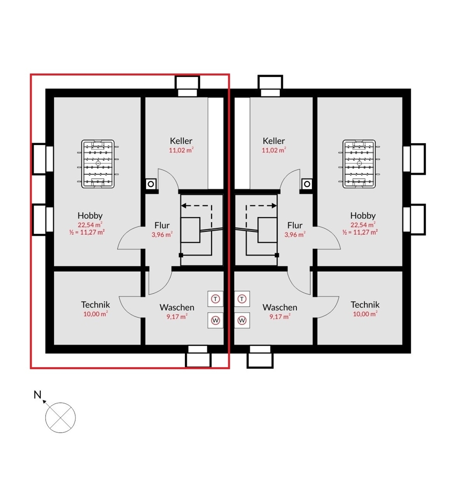 Grundriss UG l markiert