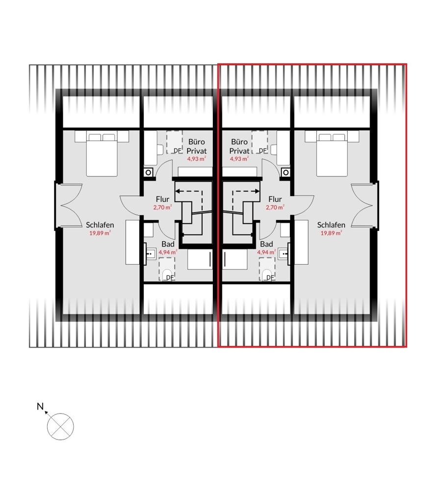Grundriss DG l markiert