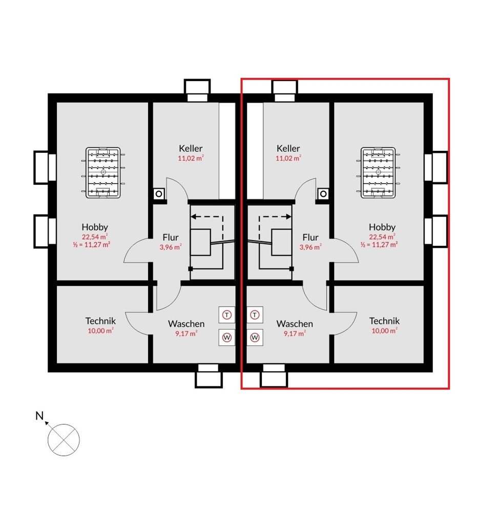 Grundriss UG l markiert