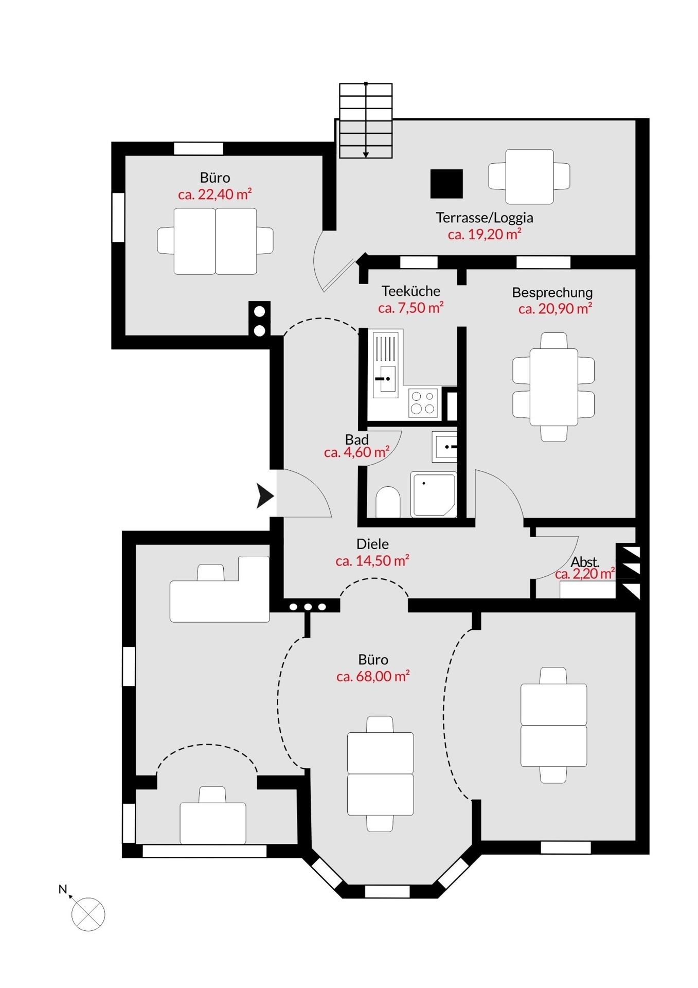 Grundriss l Aktuelle Aufteilung