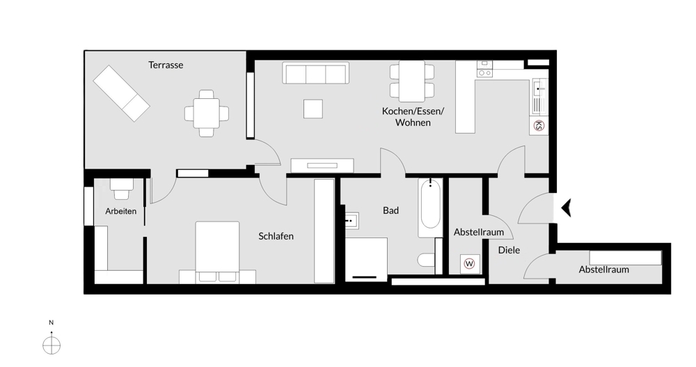 Grundriss l 2,5-Zimmer-Variante