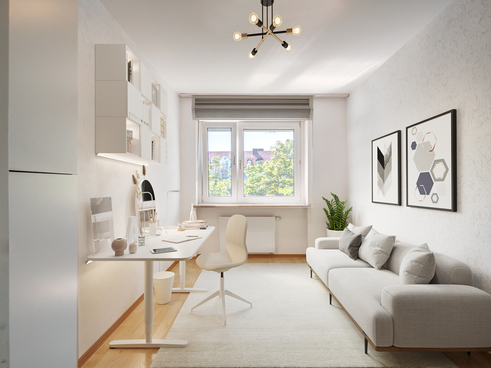 Visualisierung Arbeits-/Schlafzimmer