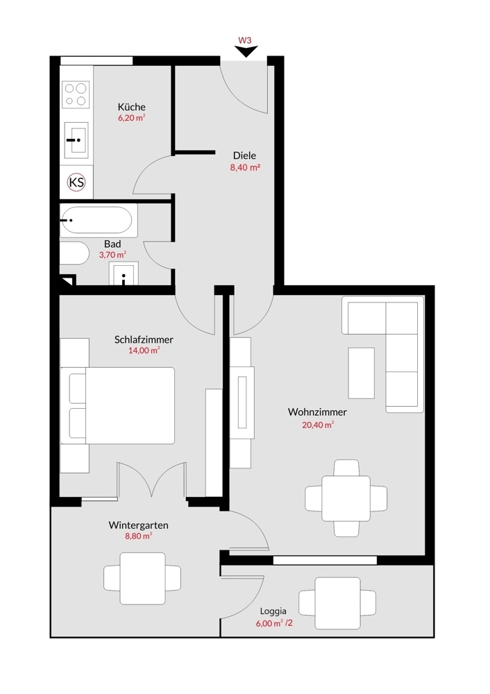 Grundriss des Angebots I Wohnmodell W.3