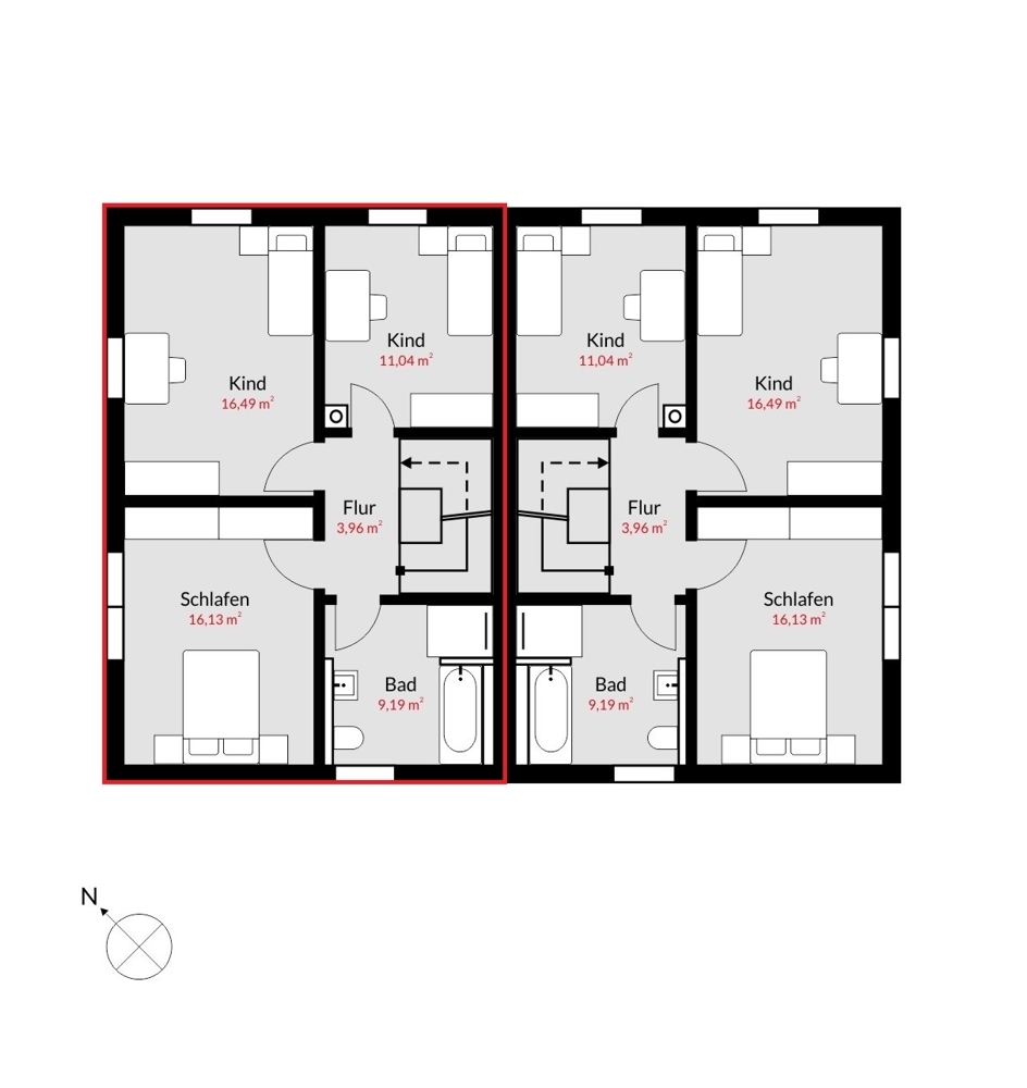 Grundriss OG l markiert