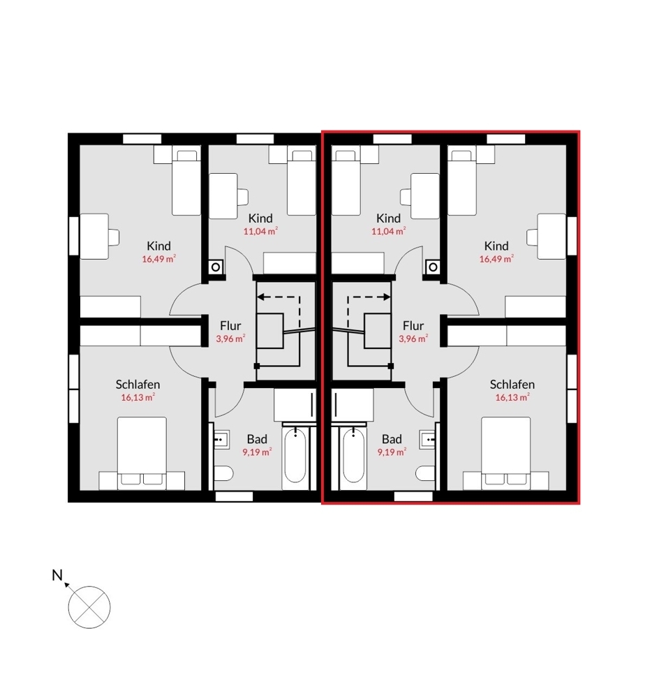 Grundriss OG l markiert