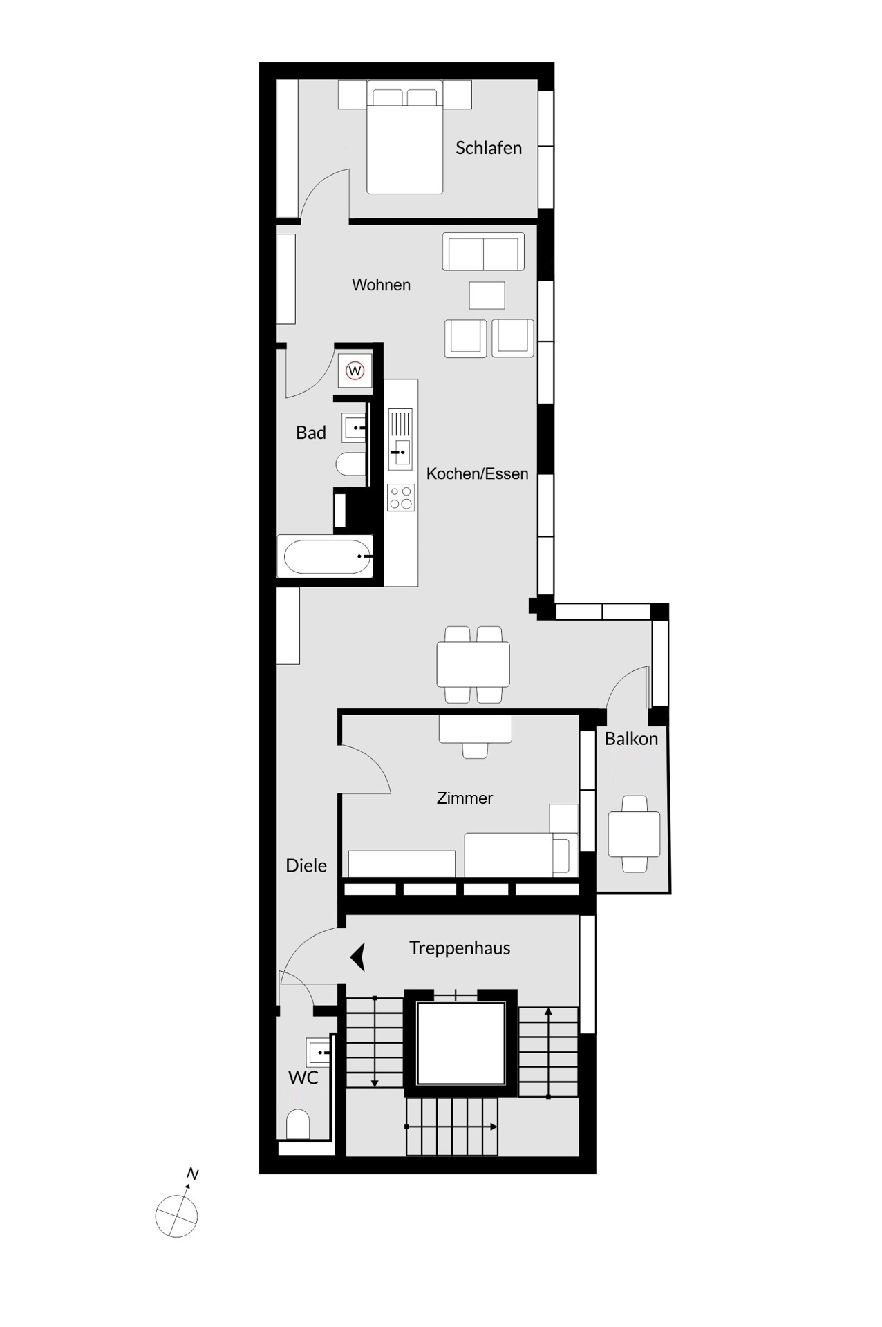 Grundriss l 3-Zimmer-Variante