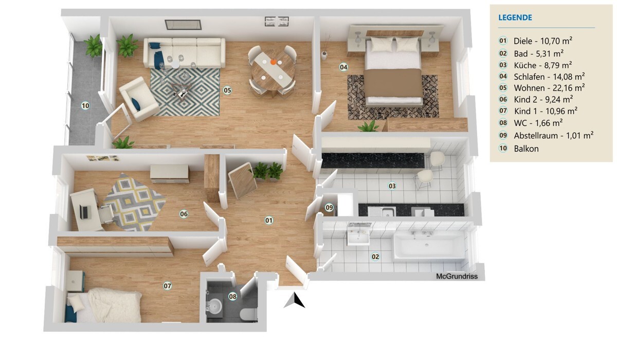 Grundriss 83 m² neu