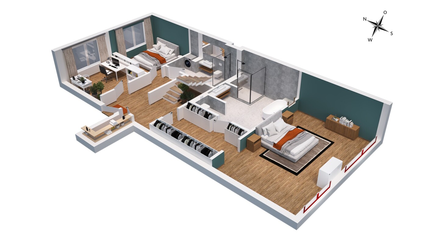 Der 3D-Grundriss im 1. OG