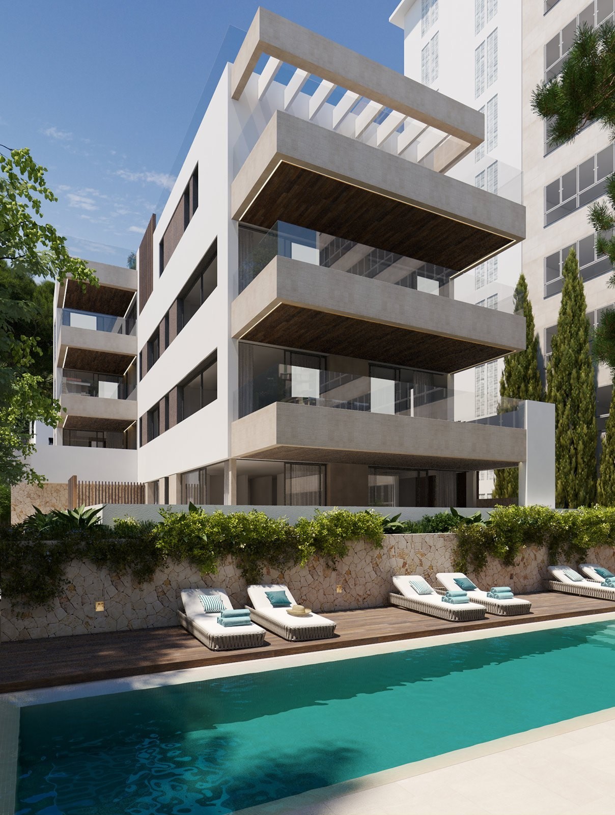 Appartement neuf avec jardin, grande terrasse et piscine commune, Palma