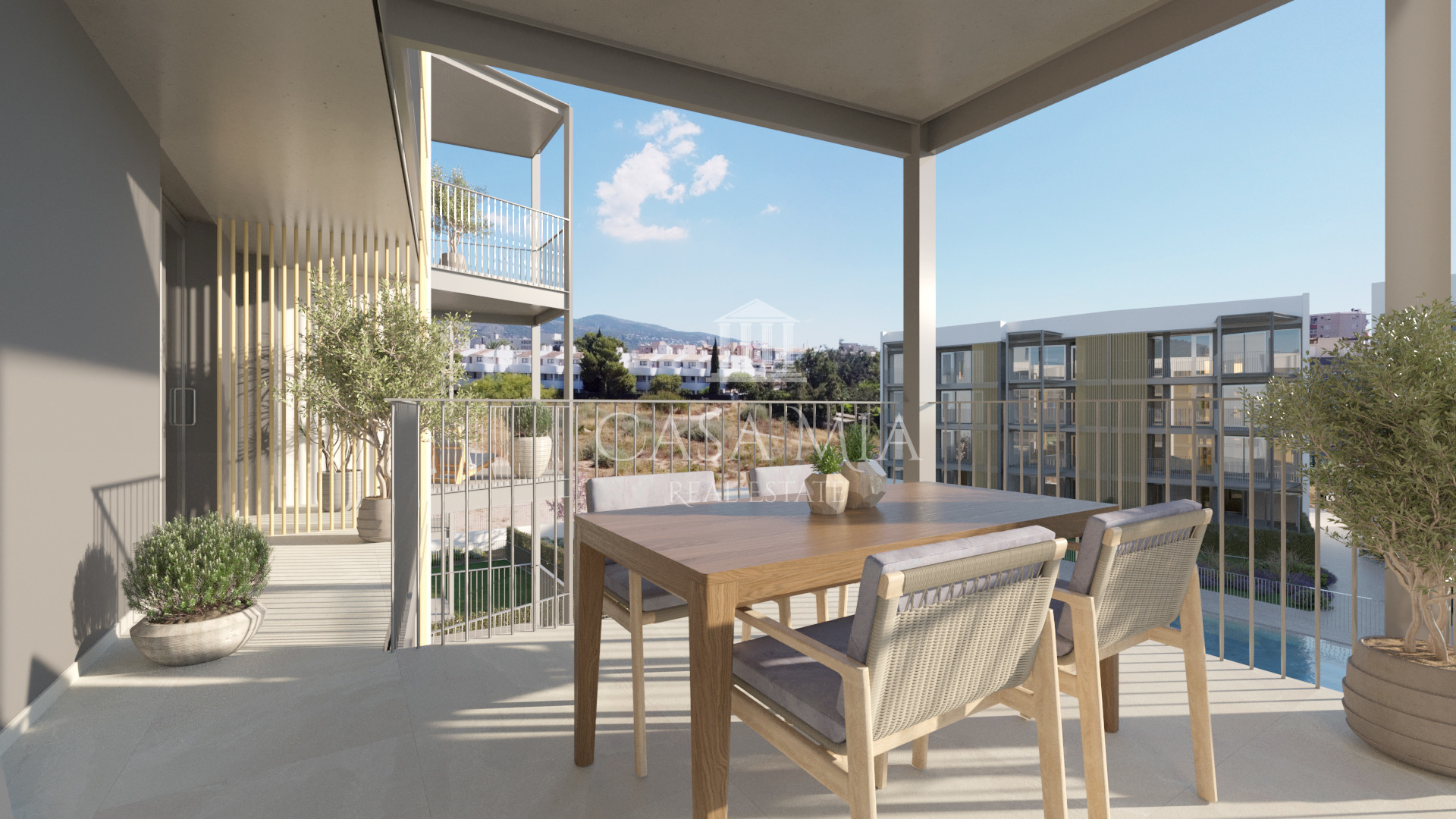Modernes Penthouse in Neubauanlage mit Gemeinschaftspol unfern vom Strand, Palmanova