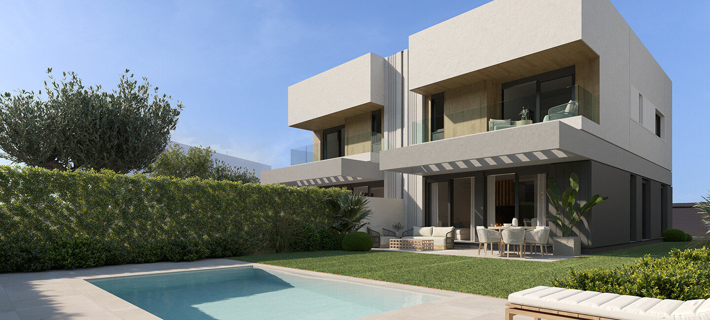 Moderne Neubau Doppelhaushälfte mit Dachterrasse und Pool, Llucmajor - Puig de Ros Ref 2861
