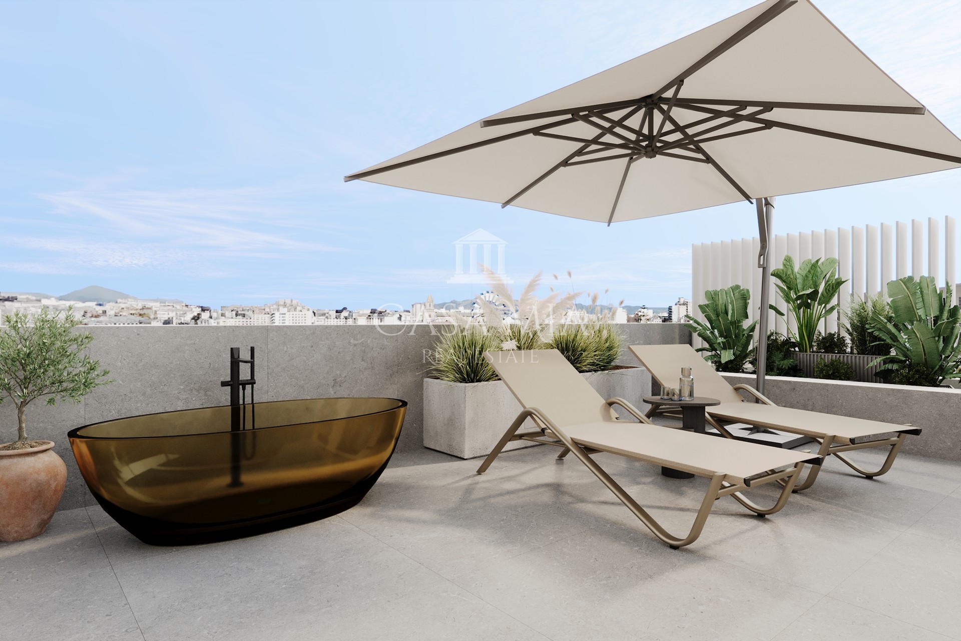 Ekskluzywny penthouse z tarasem na dachu i jacuzzi w luksusowym kompleksie mieszkalnym, Palma
