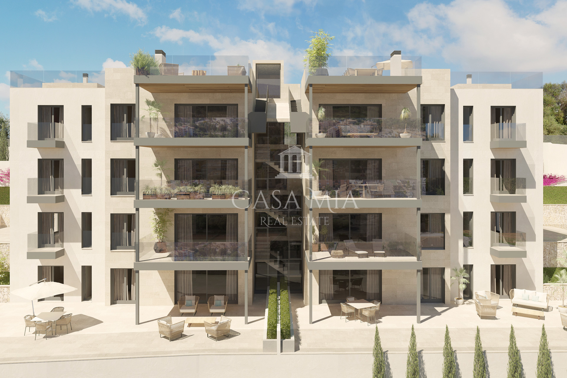 In aanbouw: Moderne nieuwe flat met gemeenschappelijk zwembad op enkele meters van het strand, Santa Ponsa