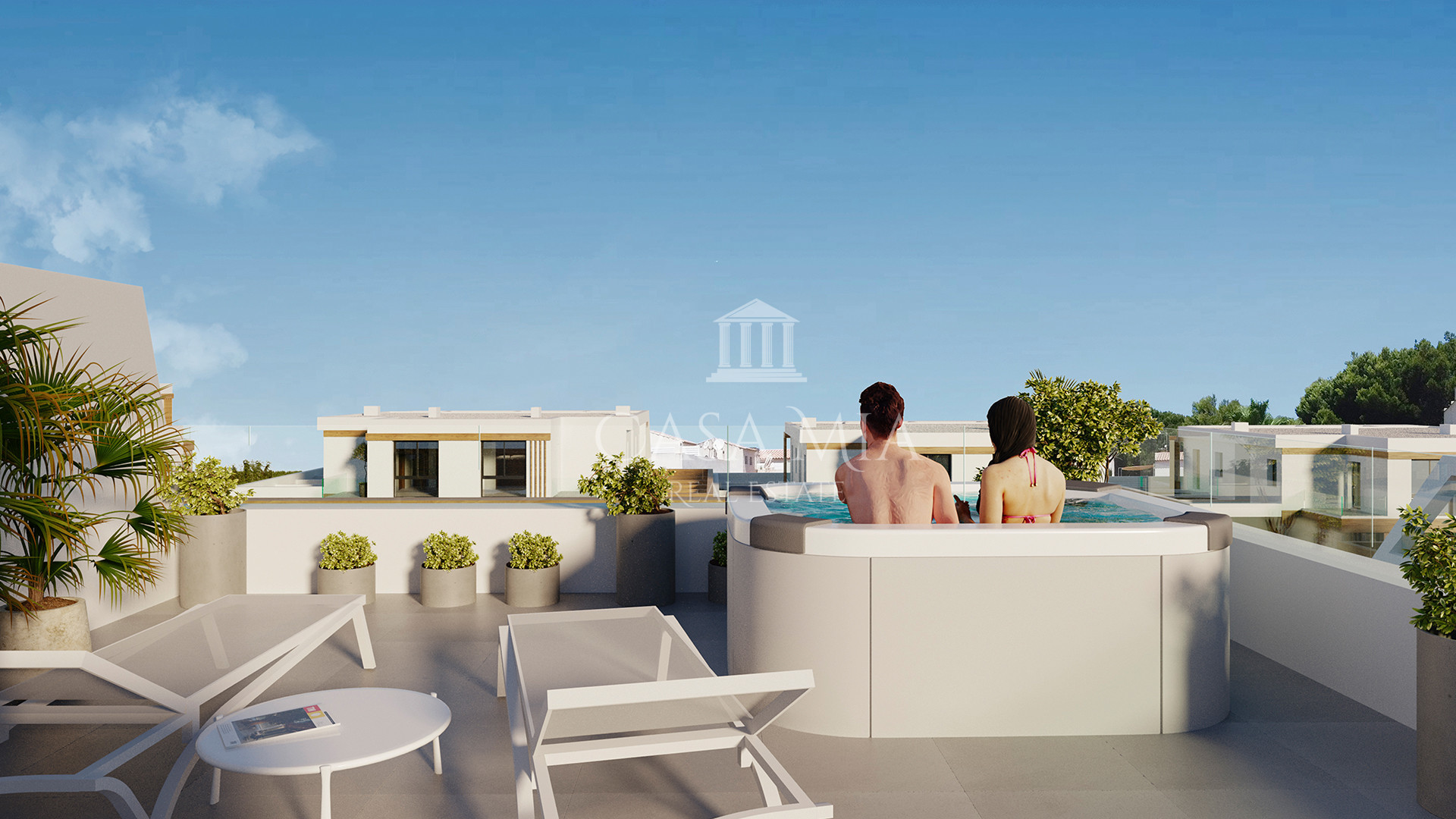 Ekskluzywny designerski dom w zabudowie bliźniaczej z prywatnym basenem i tarasem na dachu, Cala Ratjada