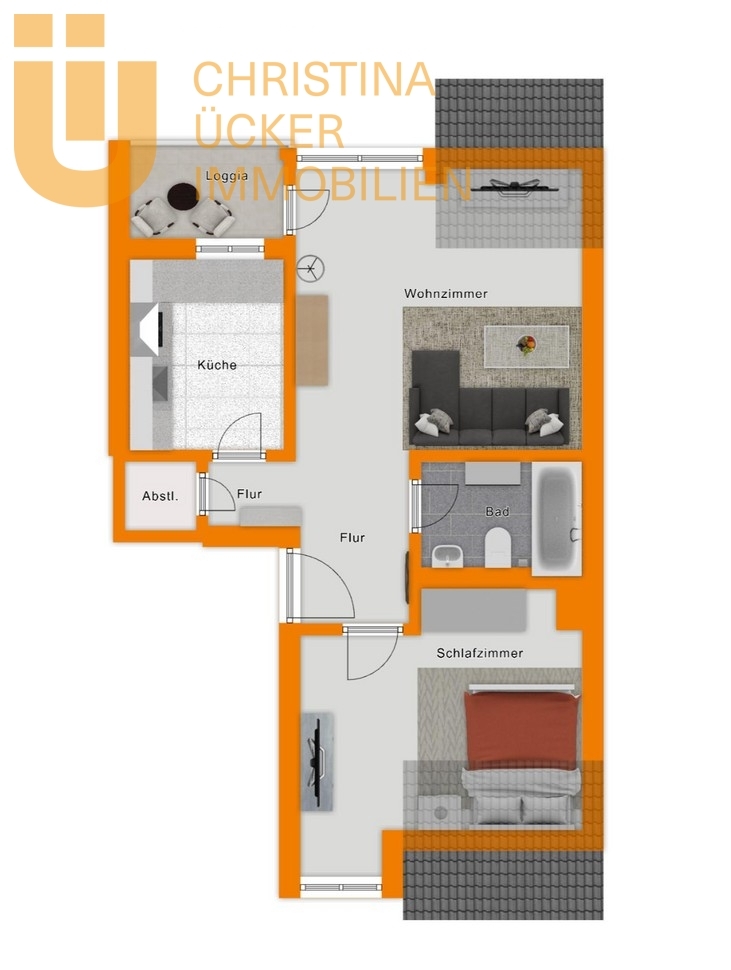 2 Zimmer DG-Wohnung mit Balkon – Einbauküche – Stellplatz in Nieder-Roden - Foto 1