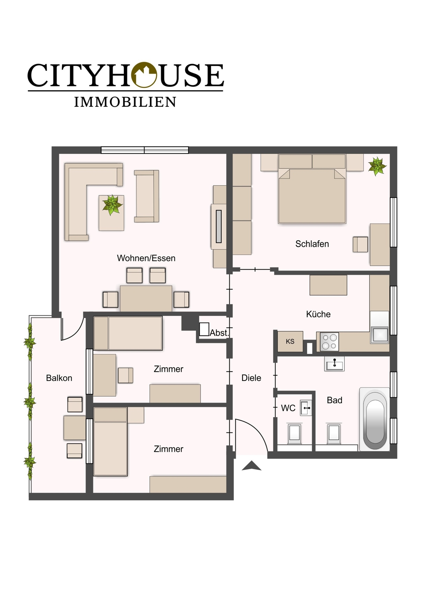 Erdgeschoss mit Balkon