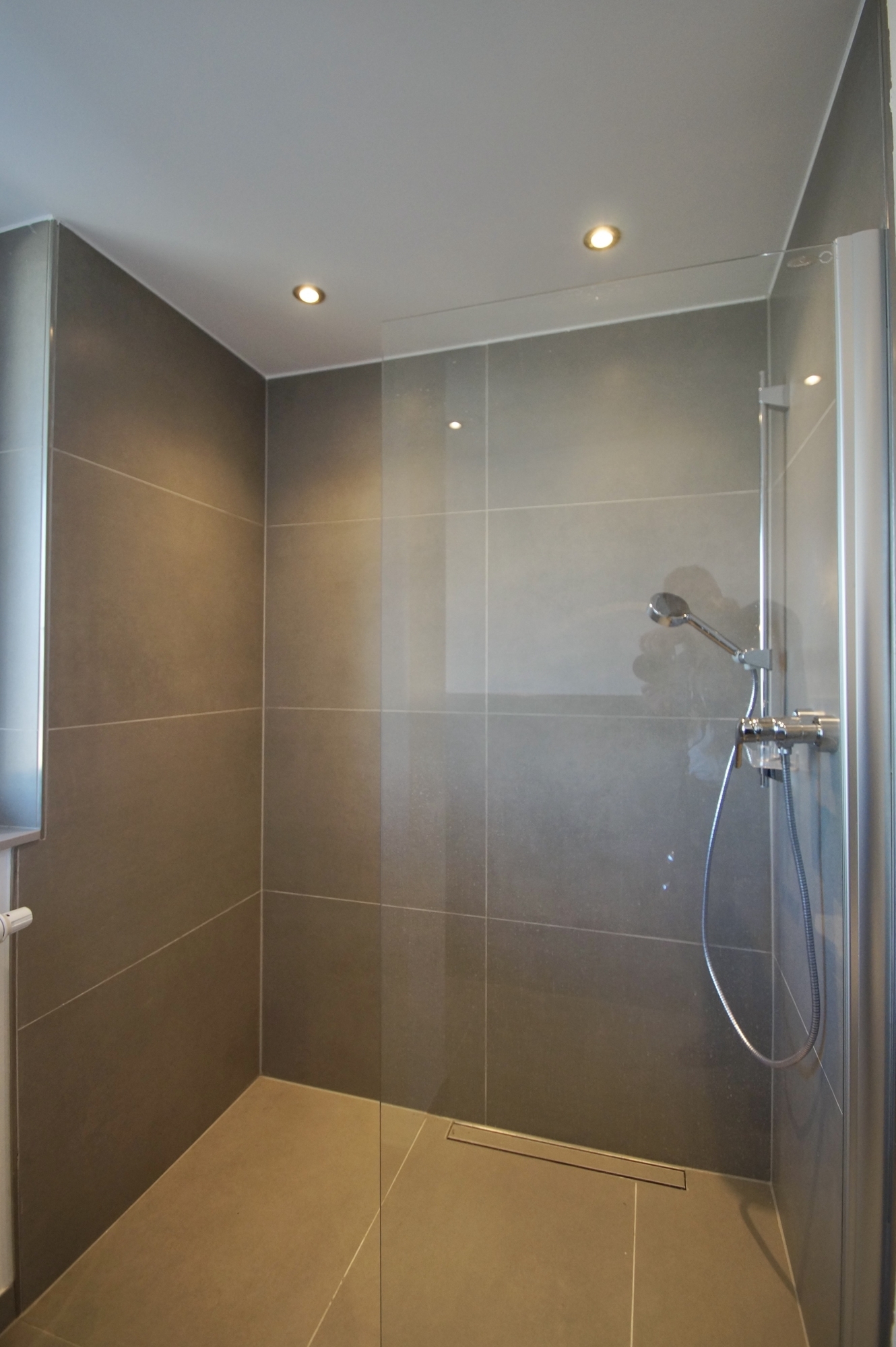 Große, verglaste Dusche 