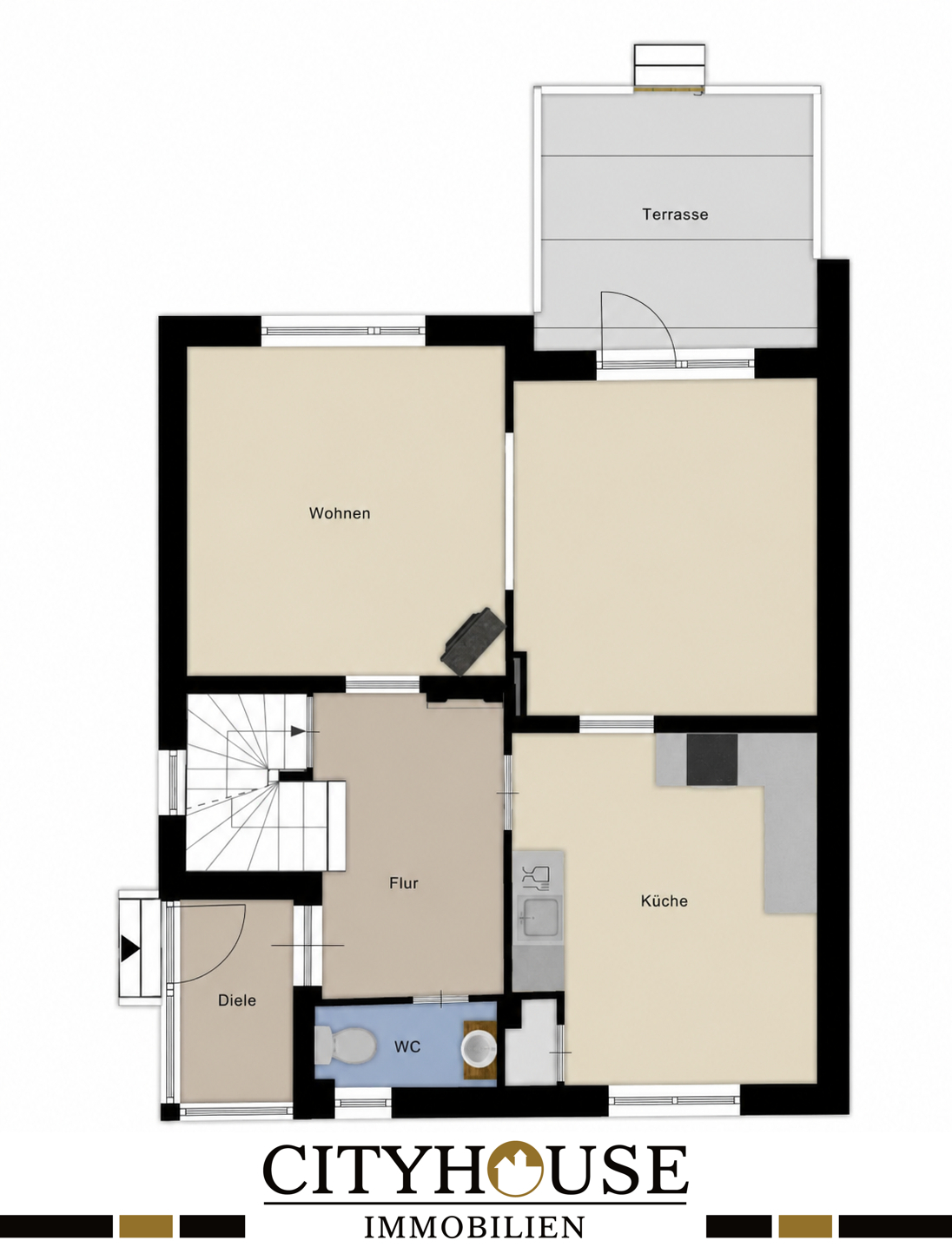 Grundriss EG mit Terrasse