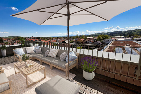 Balkon mit Alpenblick