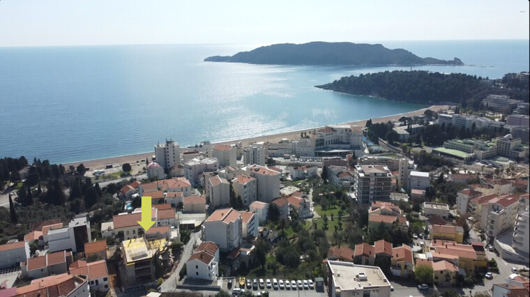 Modern residential building with pool, gym, sauna and garage in Bečići, 350 m from the beach