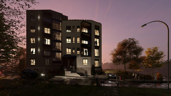 Modern Apartment Building Night