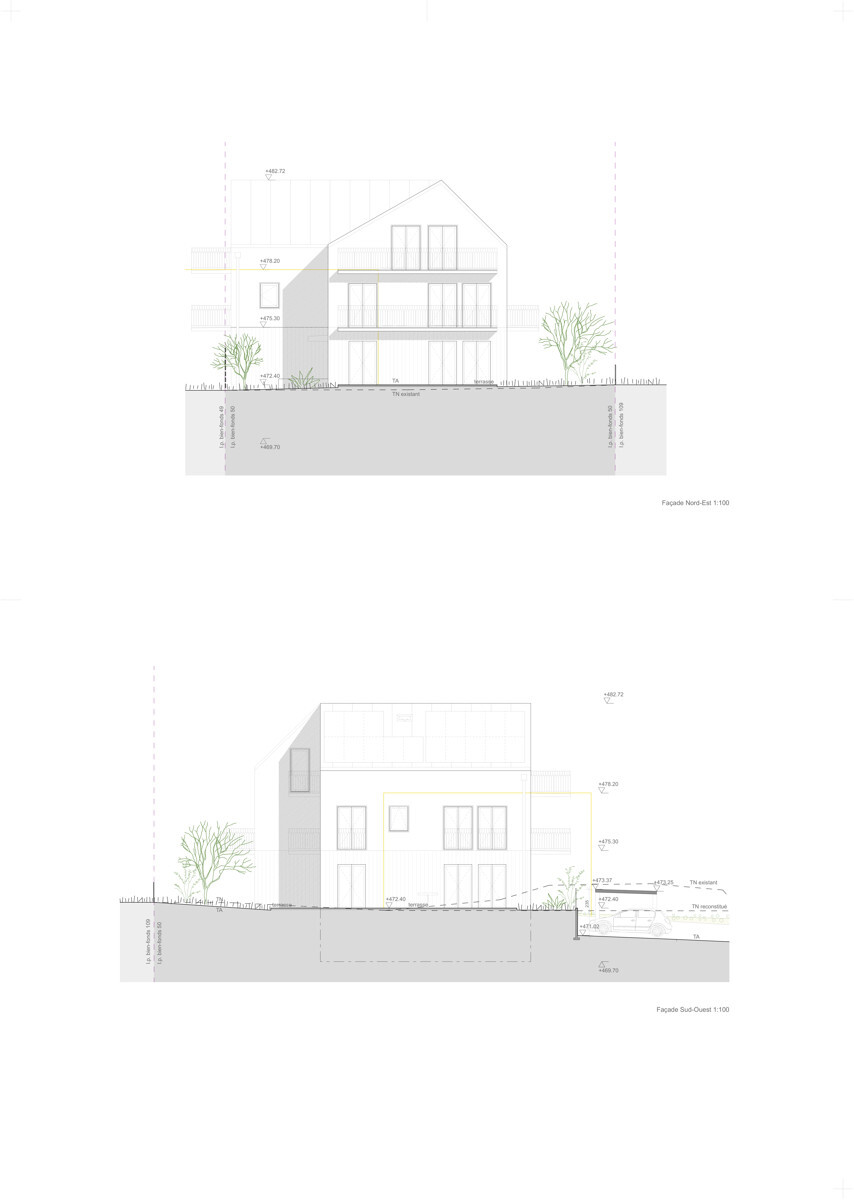 Façades Nord-Est et Sud-Ouest