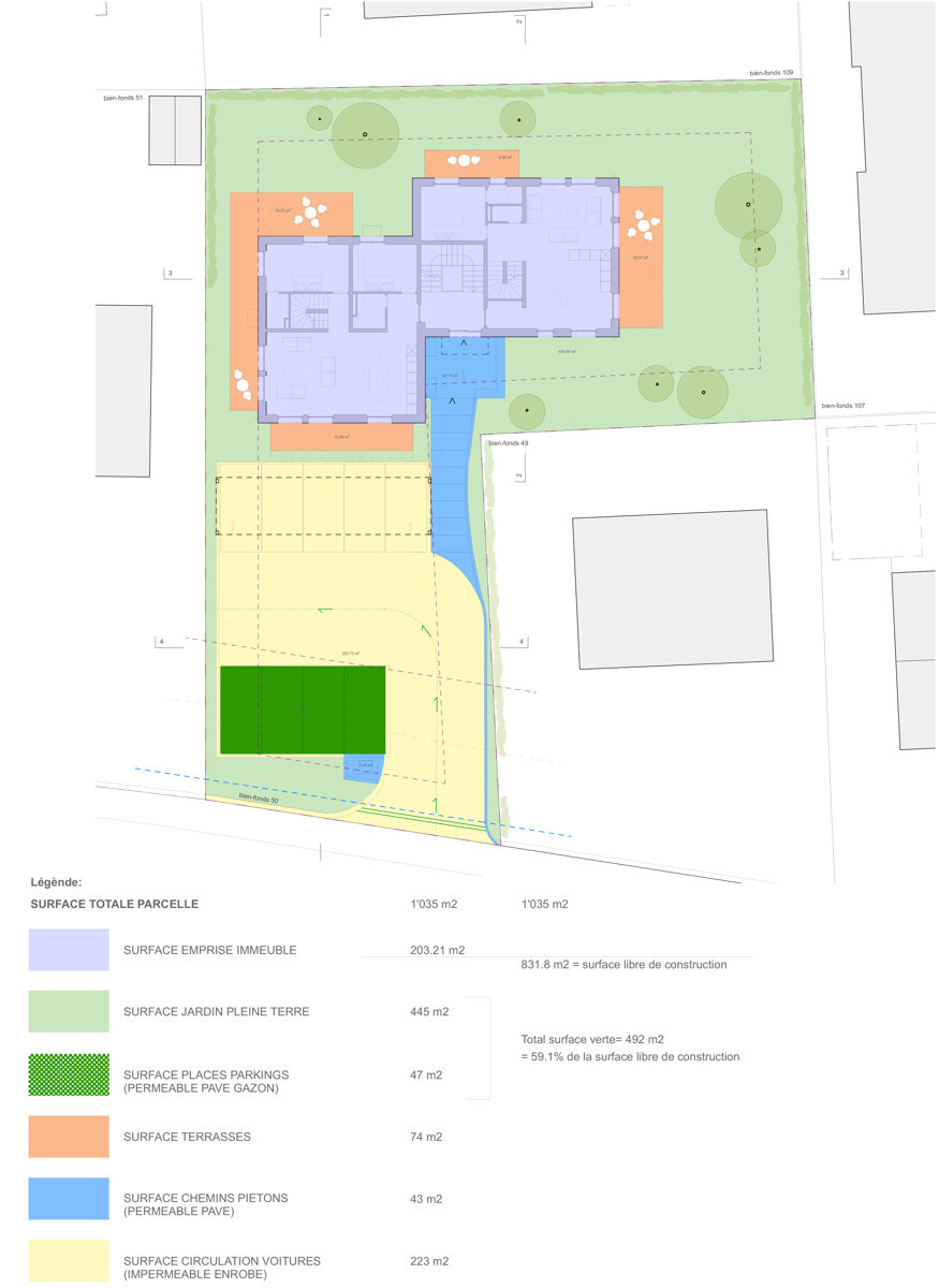 Plan calcul surfaces parcelle