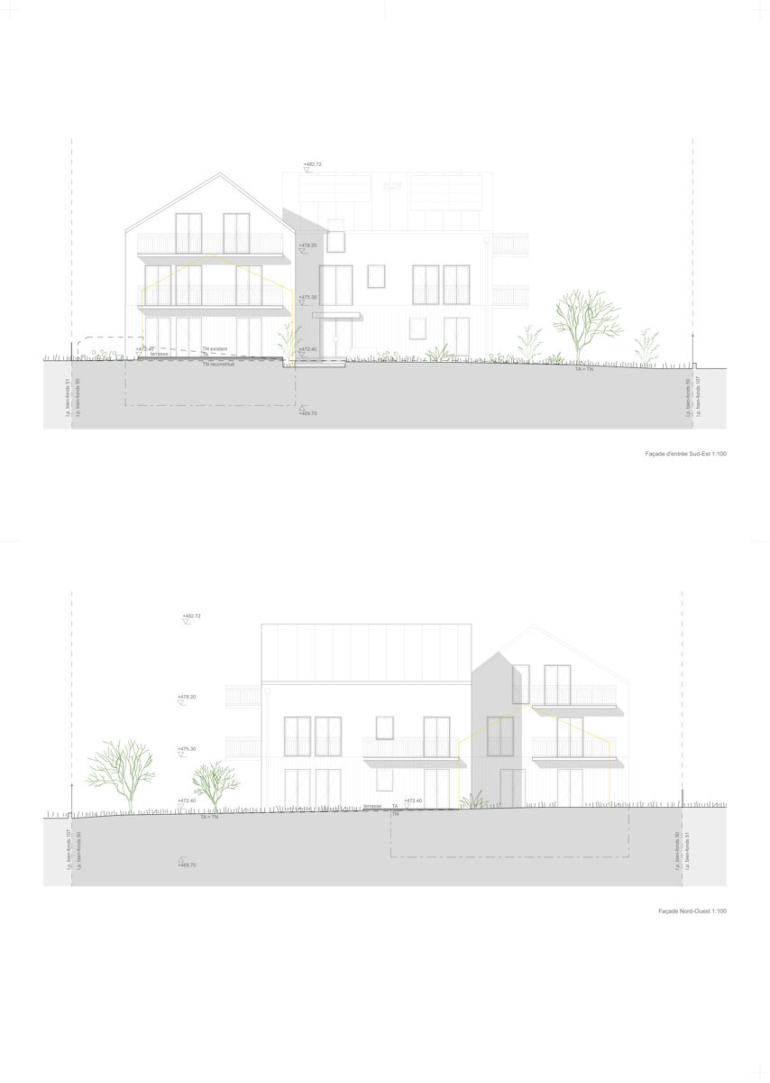 Façades Sud-Est et Nord-Ouest