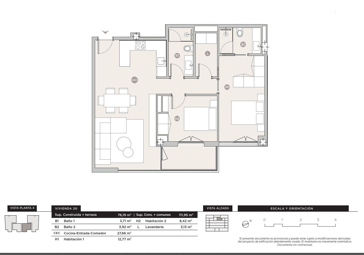 Grundriss Wohnung 20, Etage 4