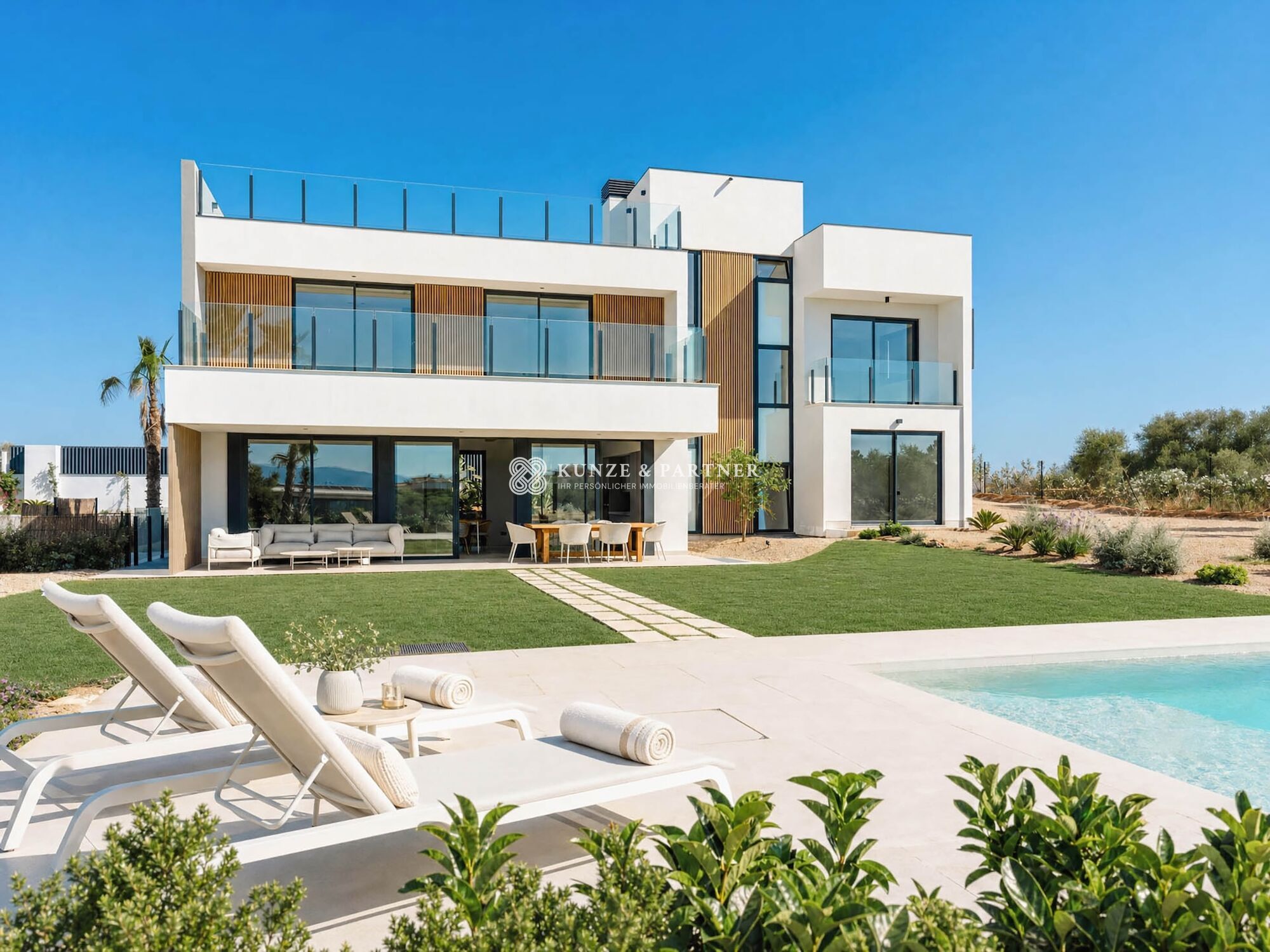 Freihstehende Villa mit garten und Swimingpool