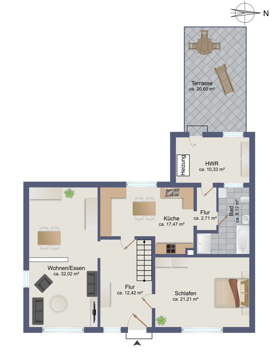 Grundriss-Skizze Haupthaus EG