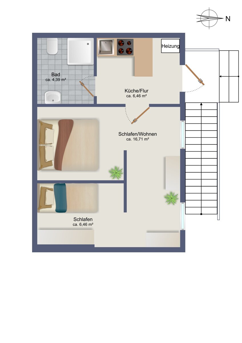 Grundriss-Skizze Nebengebäude Wohnung 1 EG