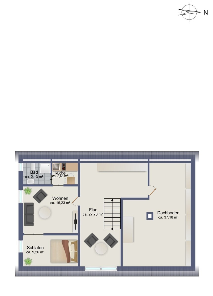 Grundriss-Skizze Haupthaus DG