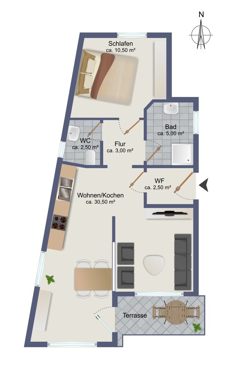 Grundriss-Skizze Bungalow