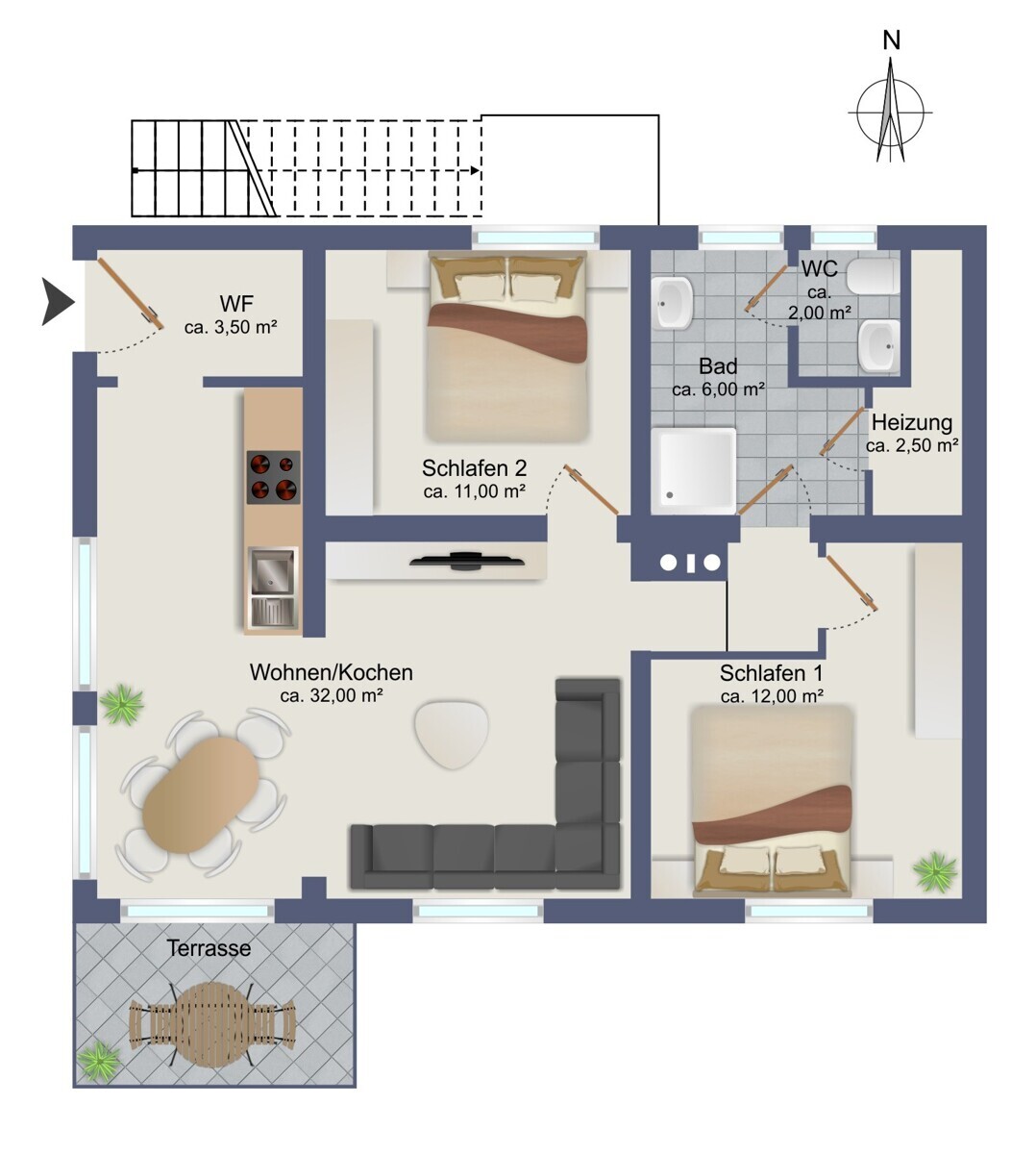 Grundriss-Skizze Zweifamilienhaus EG