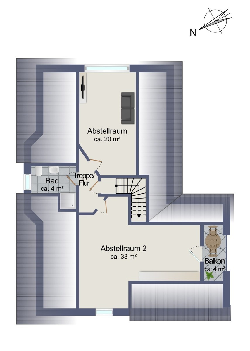 Grundriss-Skizze Dach-/Spitzboden