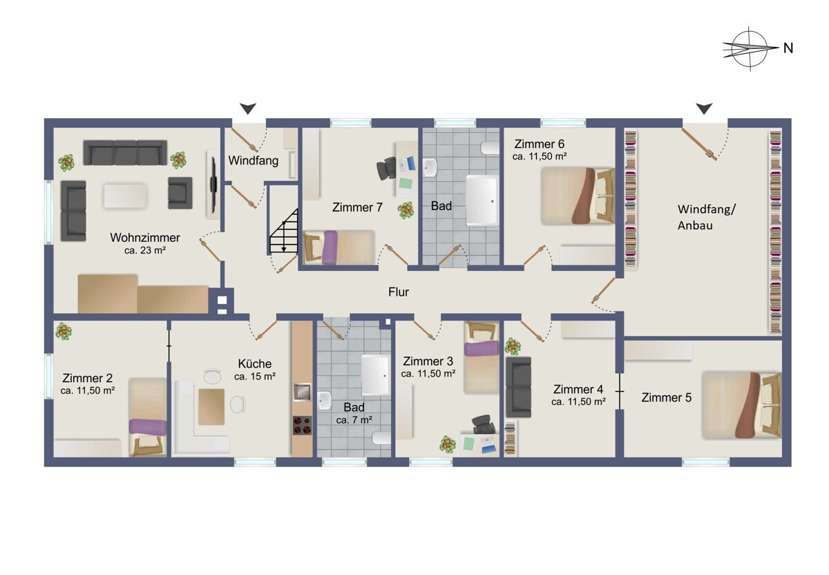 Grundriss-Skizze Erdgeschoss