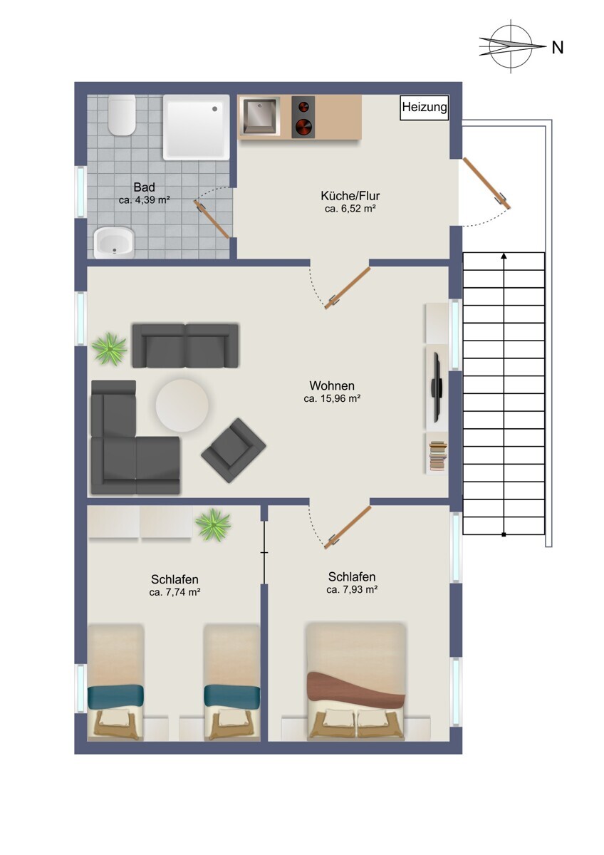 Grundriss-Skizze Nebengebäude Wohnung 2 DG